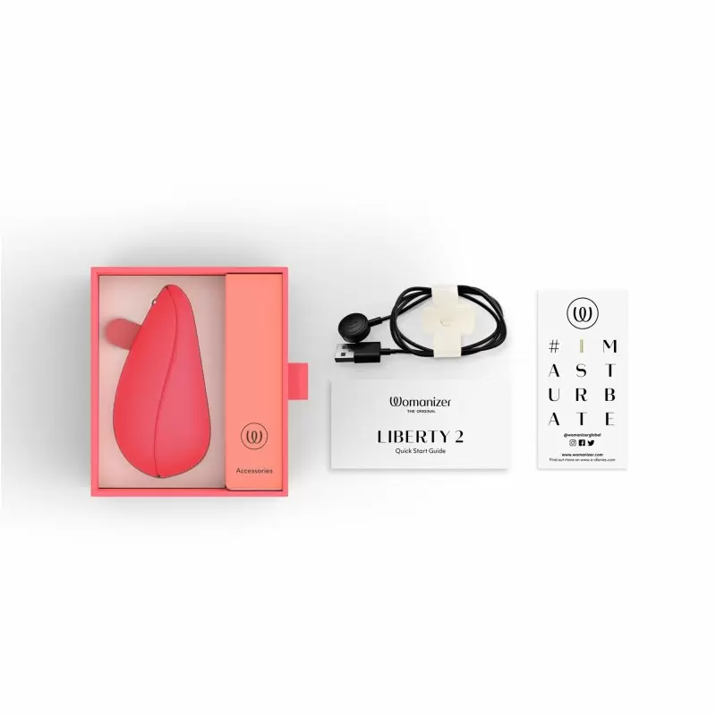 Вакуумный стимулятор клитора Womanizer Liberty 2 Vibrant rose, технология Pleasure Air, 10 см, розовый