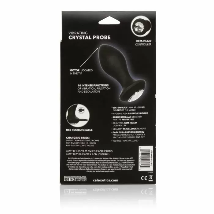 Анальная пробка Power Gem с кристаллом цвета алмаза - черный с серебристым