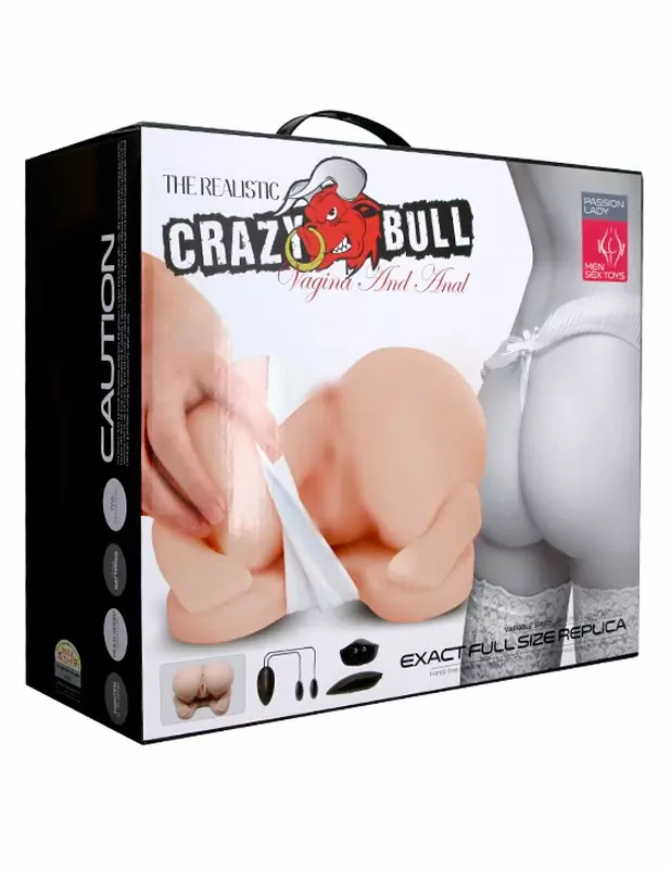 Реалистичный мастурбатор Baile Crazy Bull Vagina and Anal, вагина-анус догги-стайл, 21 см, 5 скоростей, телесный