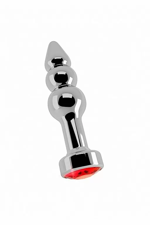 Серебряная анальная пробка с рубиновым кристаллом Silver Plug - Red Sapphire