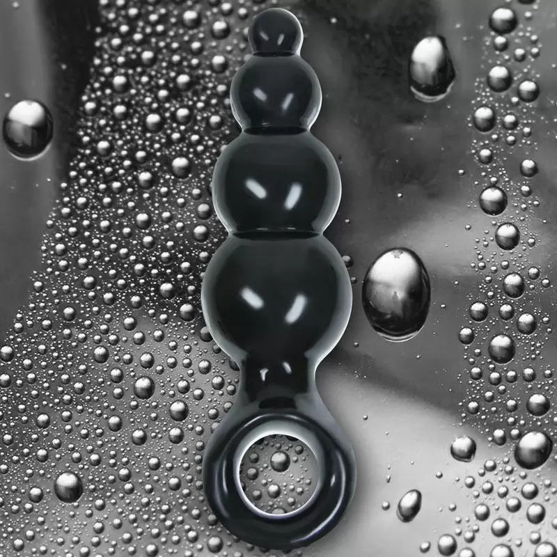 Анальная пробка с кольцом Jolie Ripples Large – черная