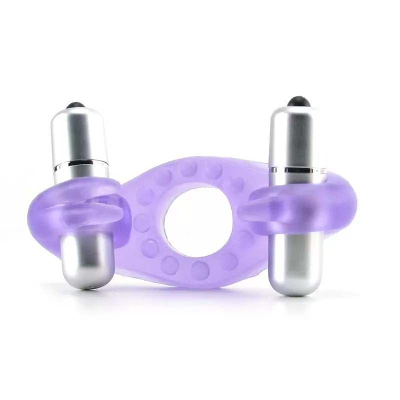 Кольцо для поддержания эрекции с двумя вибростимуляторами Wireless Rockin' Rabbit – фиолетовый