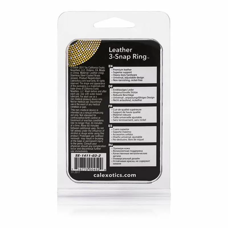 Кожаное кольцо на пенис 3-Snap Ring – черный