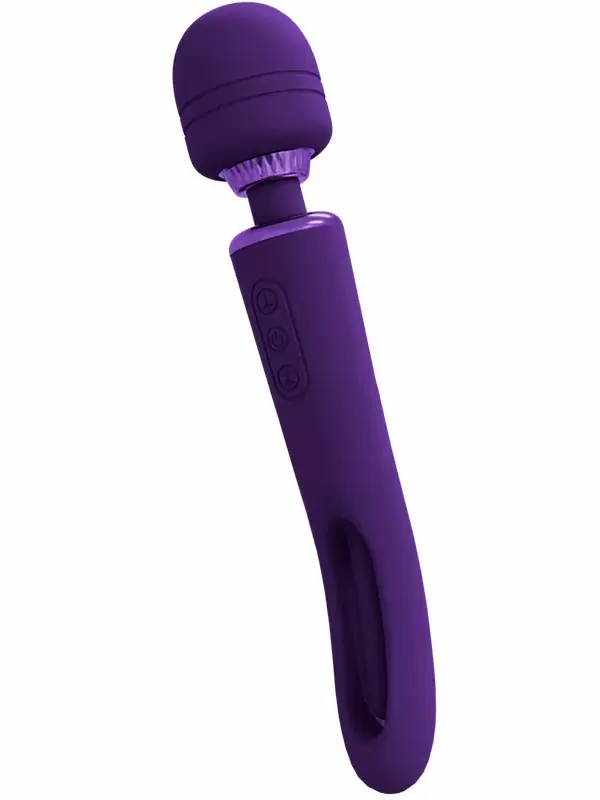 Двусторонний вибратор Shots Toys WAND Kiku, 20 режимов, со стимулятором зоны G, фиолетовый