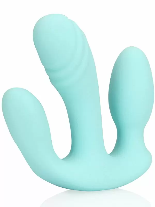 Тройной вибратор Breezy Blue, с пультом Д/У, 11,4 см, 10 скоростей, голубой