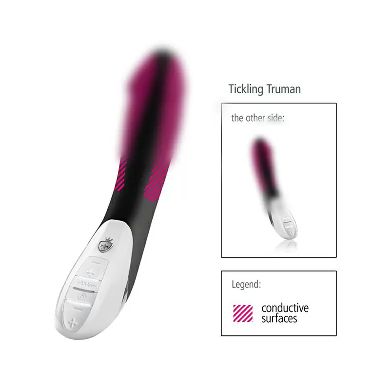 Вибромассажер с электростимуляцией Tickling Truman анатомический – черный