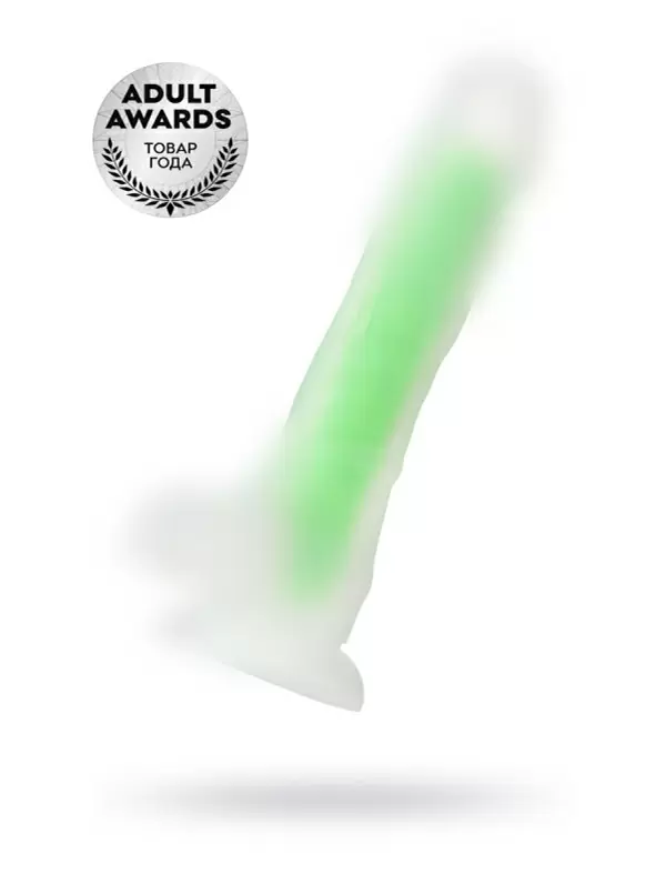 Фаллоимитатор, светящийся в темноте. Beyond By Toyfa Dick Glow. Силикон, прозрачно-зелёный, 18 см.
