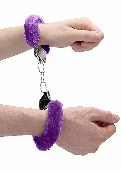 Металллический наручники с замком Furry Beginner's Handcuffs Purple