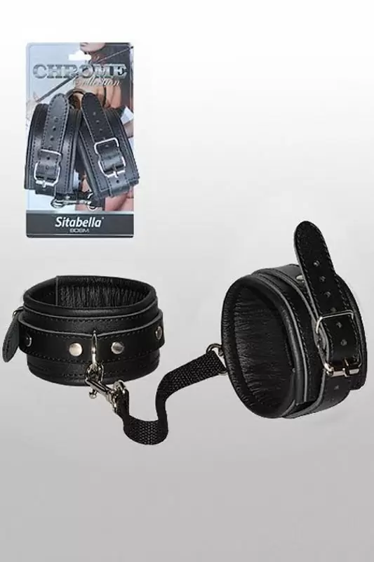 Кожаные оковы Sitabella Chrome Collection – черный с серебристым