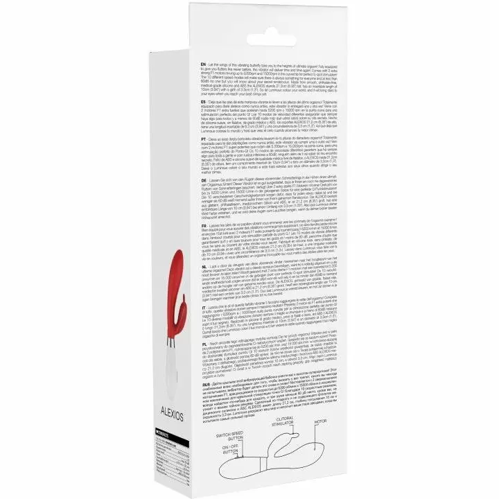 Изогнутый вибратор-кролик Alexios, 21 см, 10 режимов, красный