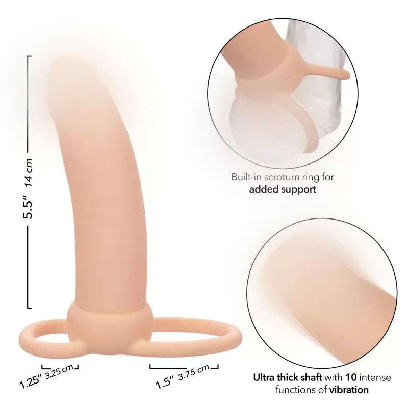 Реалистичная вибронасадка Rechargeable Thick Dual Penetrator, для двойного проникновения, 14 см, силикон, телесный