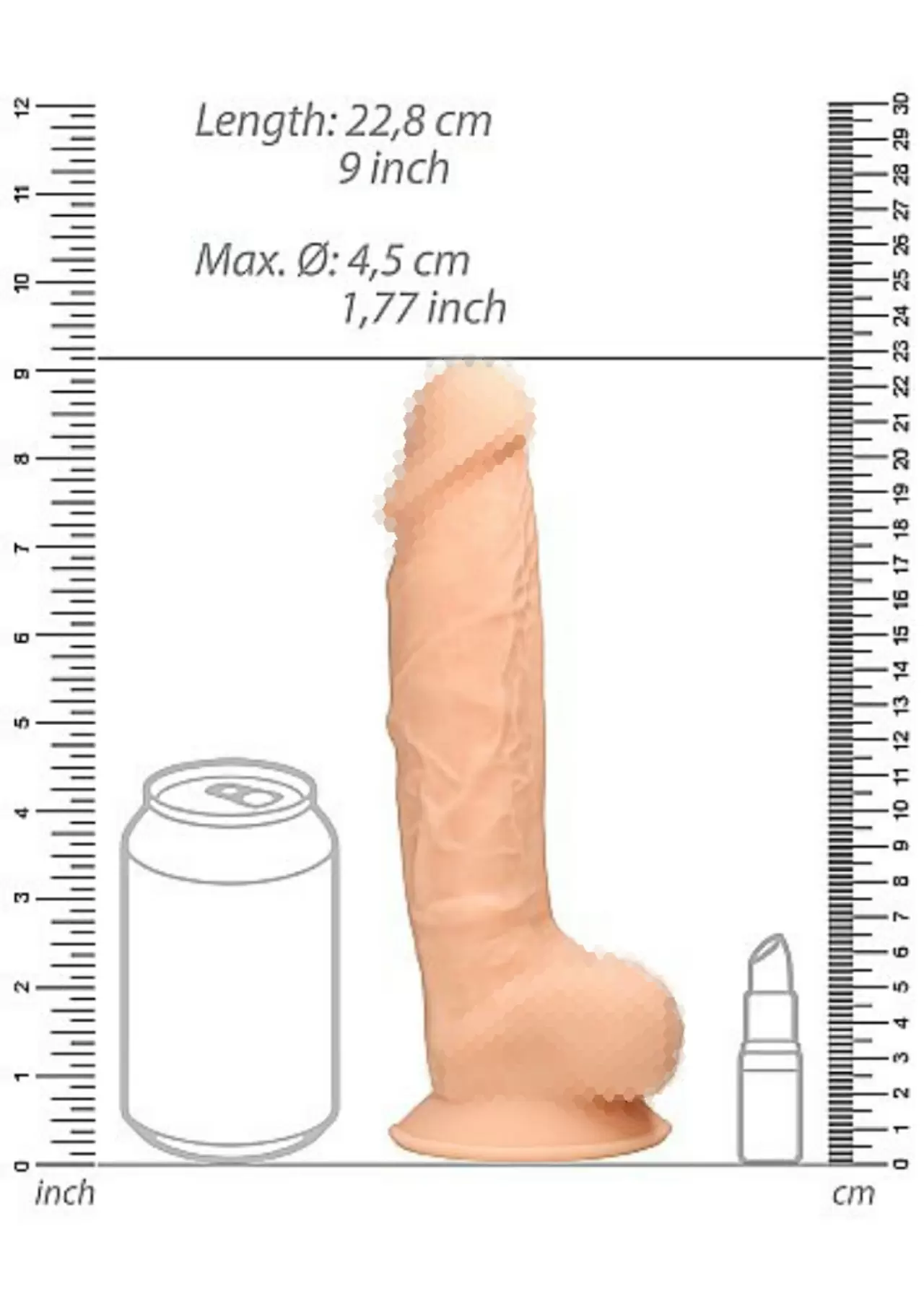 Фаллоимитатор Silicone Dildo With Balls - 22,8 см.