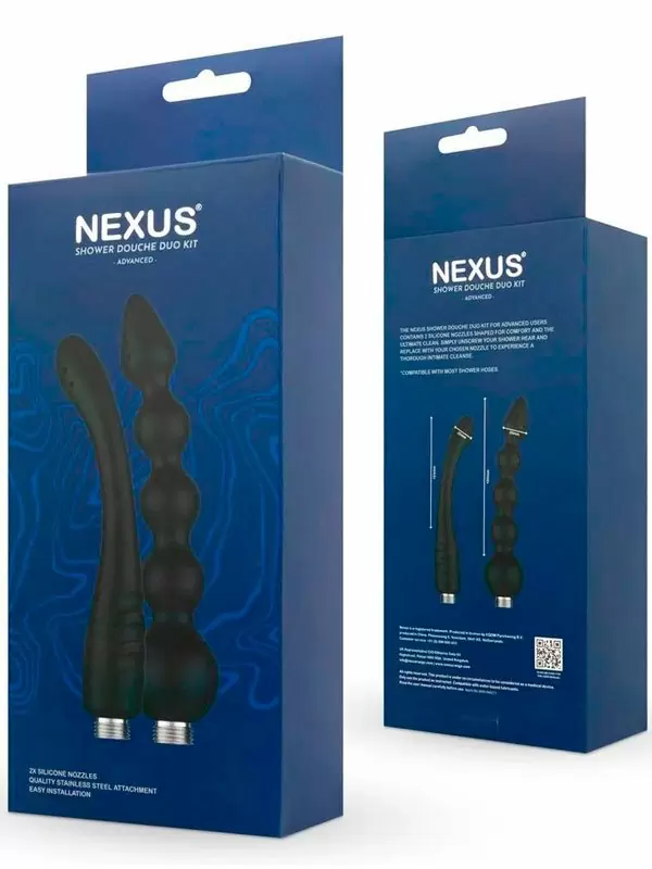 Набор для анального душа Nexus Shower Douche Duo, для опытных пользователей, 2 насадки, черные | Он и Она 18+