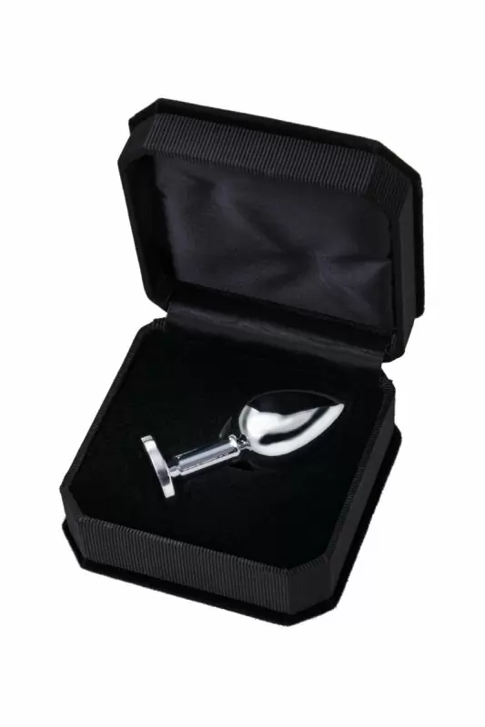 Маленькая изящная анальная пробка TOYFA с кристаллом цвета турмалина - серебристый с черным