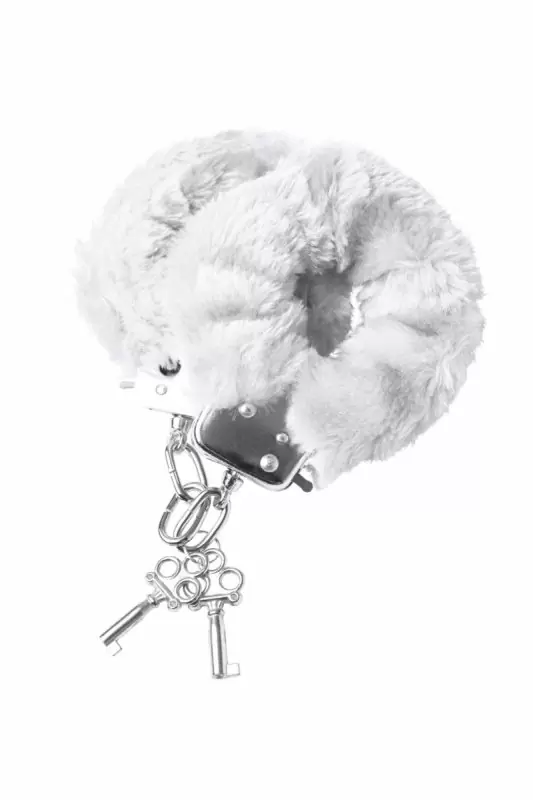 Металлические наручники с мехом TOYFA - белый