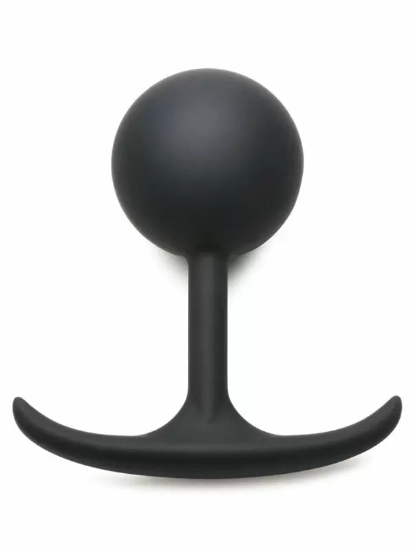 Крупная анальная пробка Heavy Hitters с утяжелением, в форме шара, 12 см, размер XL, черный