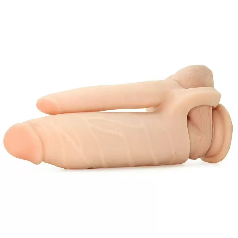 Насадка удлинитель Double Trouble Extension для двойного проникновения – телесная