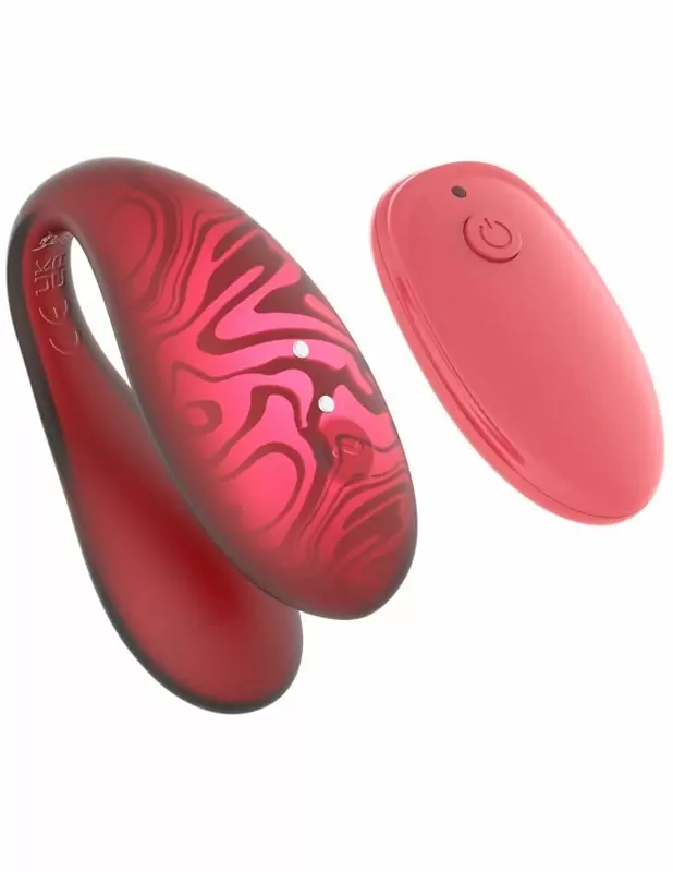 Парный вибратор Amovibe TWIN+ Red, 8 см, 4 режима, управление через приложение, силикон, красный
