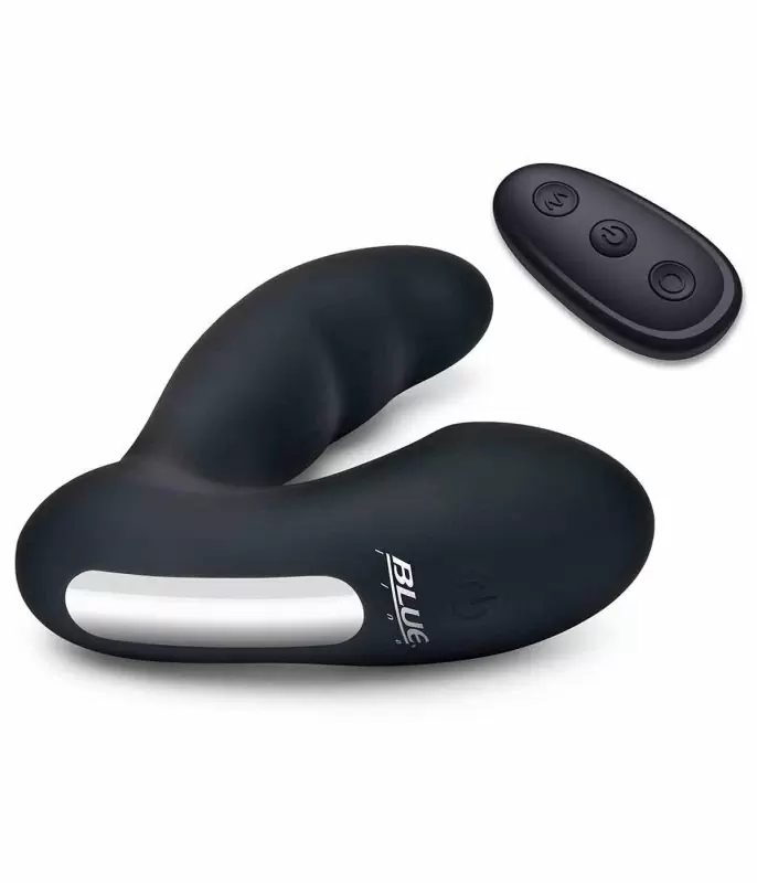 Мощный стимулятор простаты BlueLine Prober , с пультом Д/У, 12,5 см, 4 режима, силикон