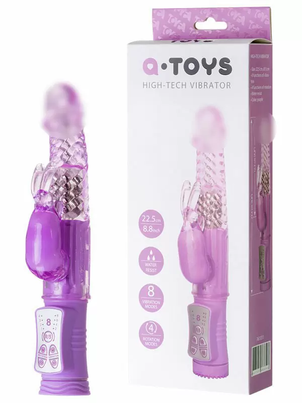Вибратор с ротацией и клиторальным стимулятором кроликом TOYFA A-Toys – фиолетовый