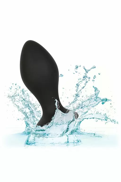 Анальная вибропробка California Power Gem, с белым кристаллом, 9,5 см, 10 режимов, силикон, черный