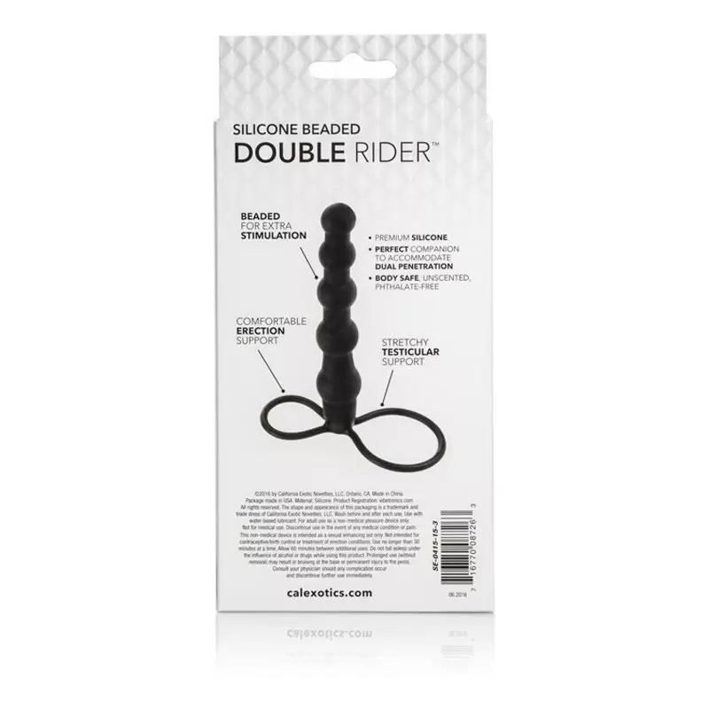 Насадка Double Rider для двойного проникновения с кольцами на пенис и мошонку – черный