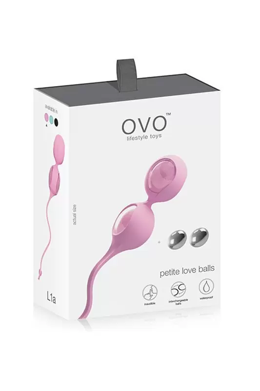 Набор сменных вагинальных шариков Ovo L1a с держателем – розовый