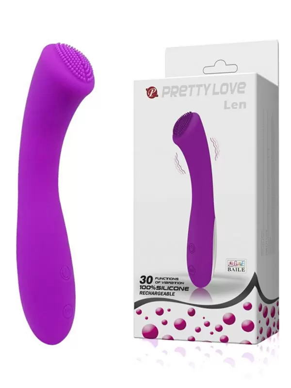 Эргономичный вибратор Len со стимулирующими микроресничками – розовый