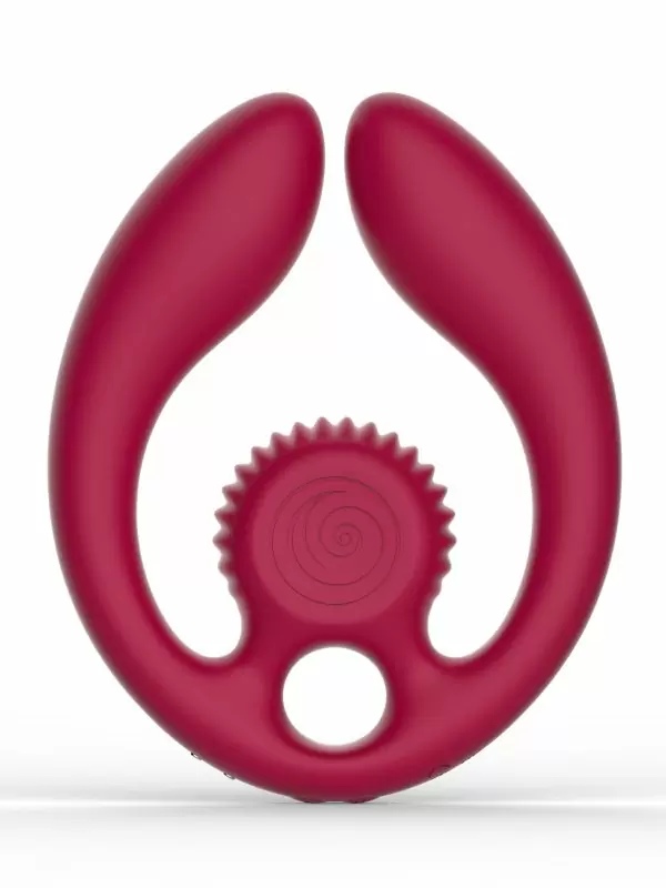 Гибкий вибратор для пар SVibe Snail GIZI Duo, синхронная стимуляция, пульт ДУ, бордовый