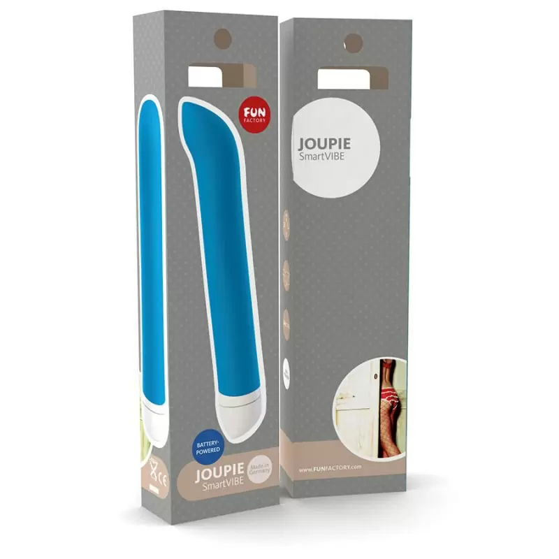 Элегантный вибратор Fun Factory Joupie, с загнутым кончиком, 18,2 см, голубой