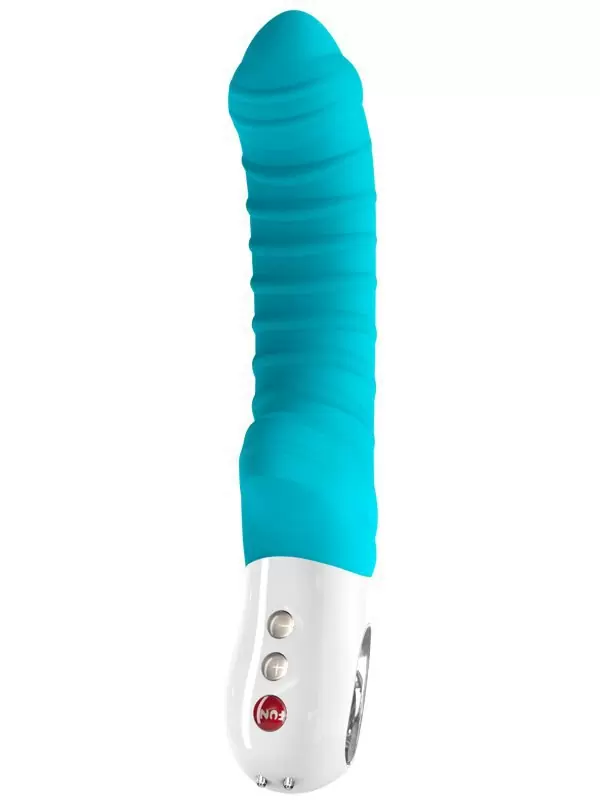 Крупный вибратор Fun Factory Tiger G5, 22,5 см, ребристый, бирюзовый