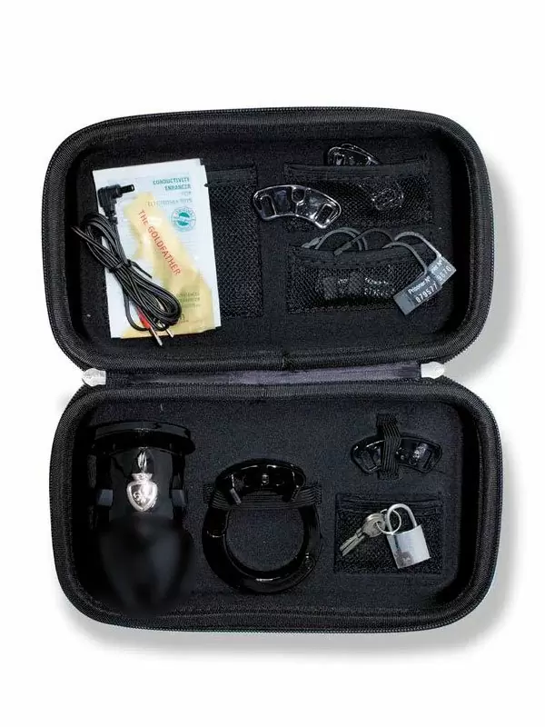 Пояс верности для мужчин Mystim Pubic Enemy No 1 с электропроводящей поверхностью, 8,2 см, черный