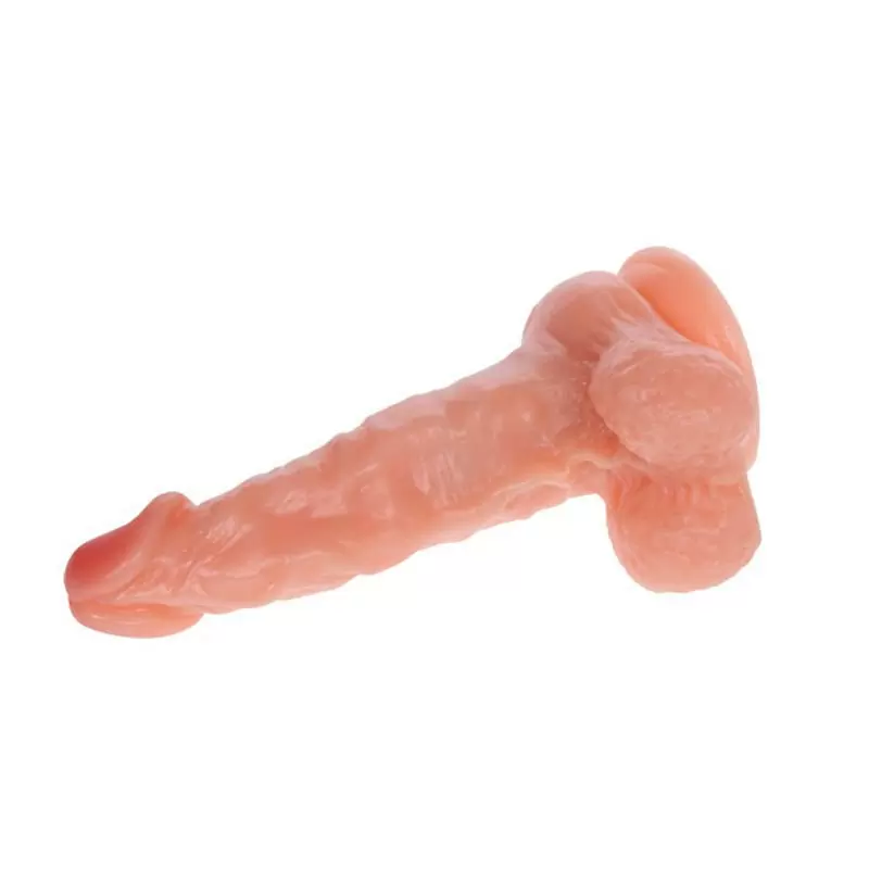 Рельефный вибромассажер-реалистик с мошонкой на присоске American Special Technical Troops – телесный