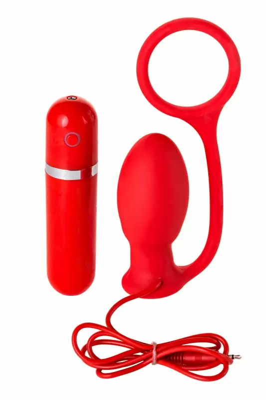 Анальная втулка с вибропулей и эрекционным кольцом TOYFA Black&Red – красный