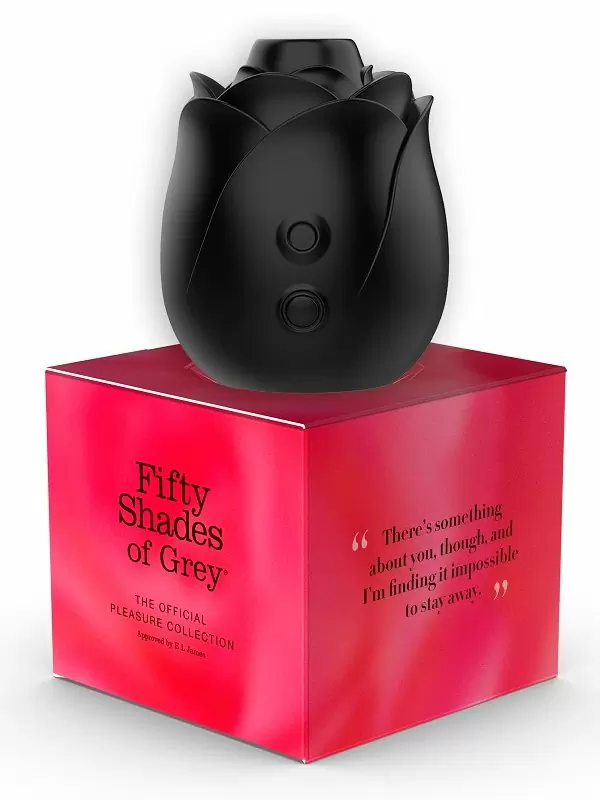 Бесконтактный стимулятор клитора Fifty Shades of Grey Hearts & Flowers, 4 режима, 7,6 см, в форме розы, черный