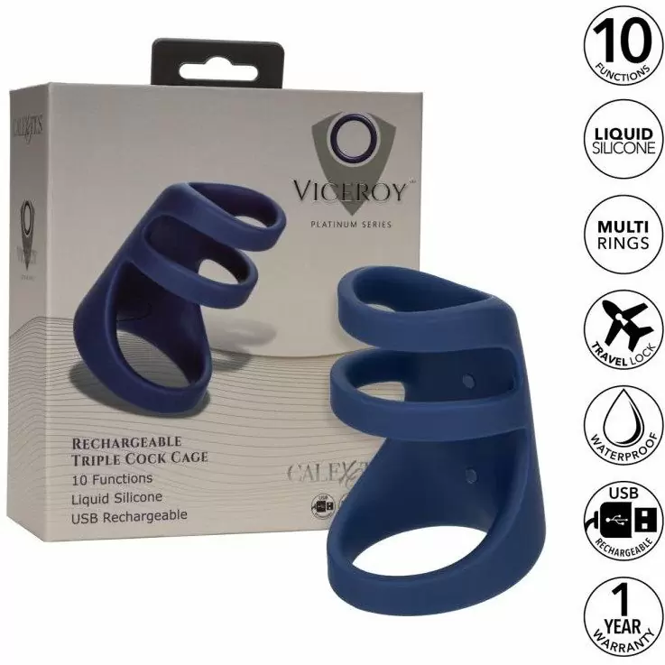 Эрекционное виброкольцо Viceroy™ Rechargeable Triple Cock Cage