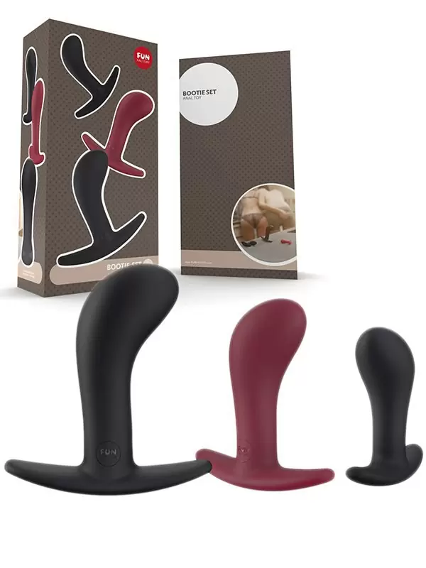 Набор анальных пробок Fun Factory пробок Bootie, 3 размера, черный, бордовый