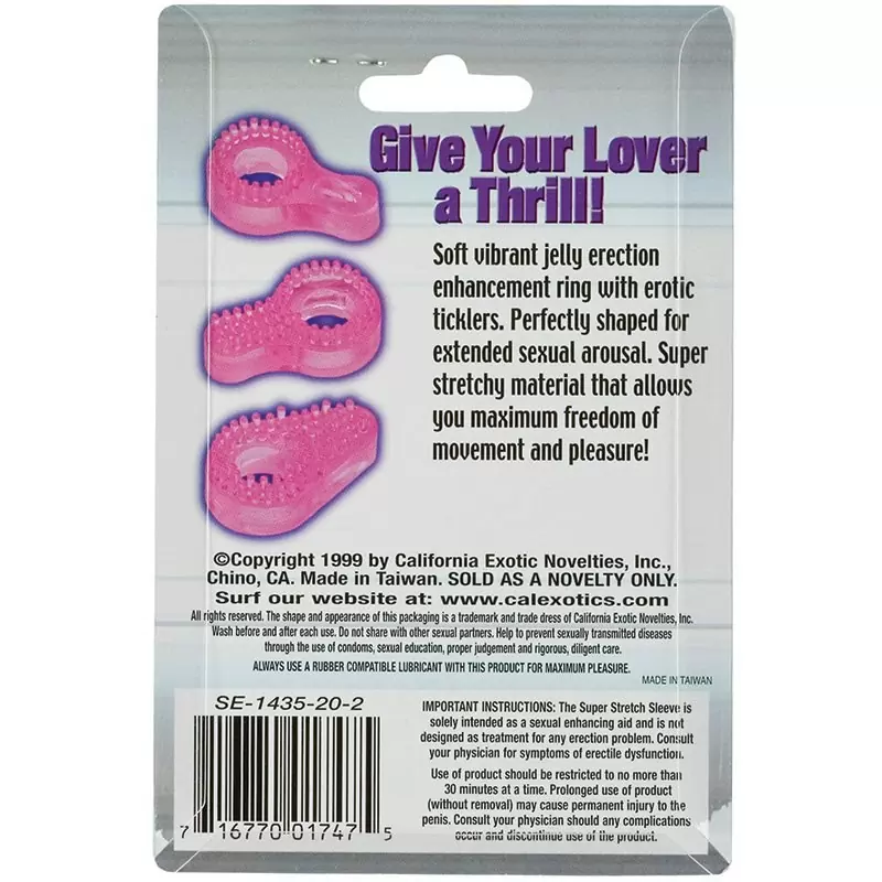 Эрекционное кольцо Super Stretch Stimulator Sleeve - Noduled – розовый