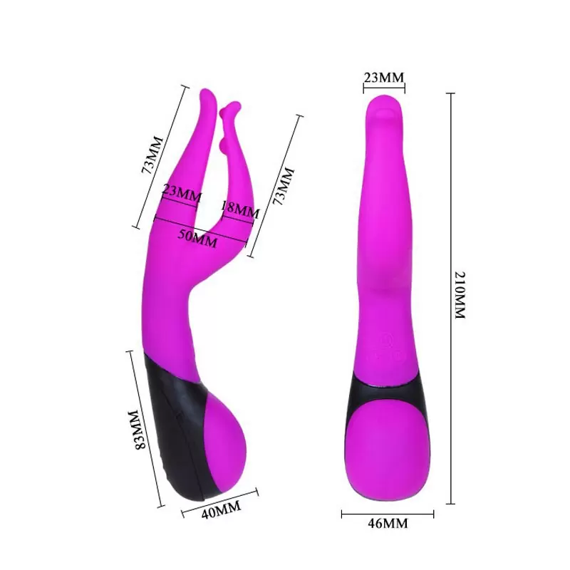 Водонепроницаемый вибромассажер Dean с раздвоенным концом и воздушным регулятором-подушкой – малиновый