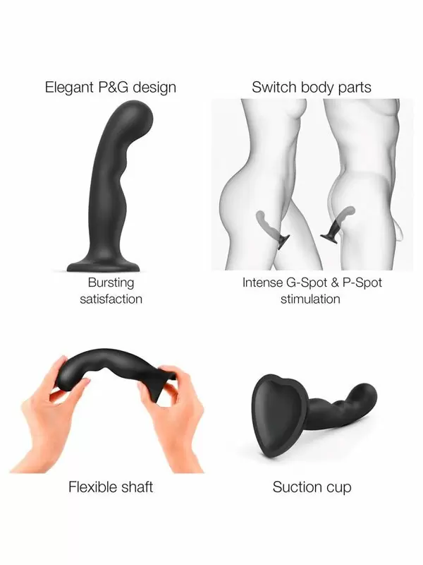 Изогнутый фаллоимитатор Strap-On-Me Dildo Plug P&G, 20 см, силикон, черный