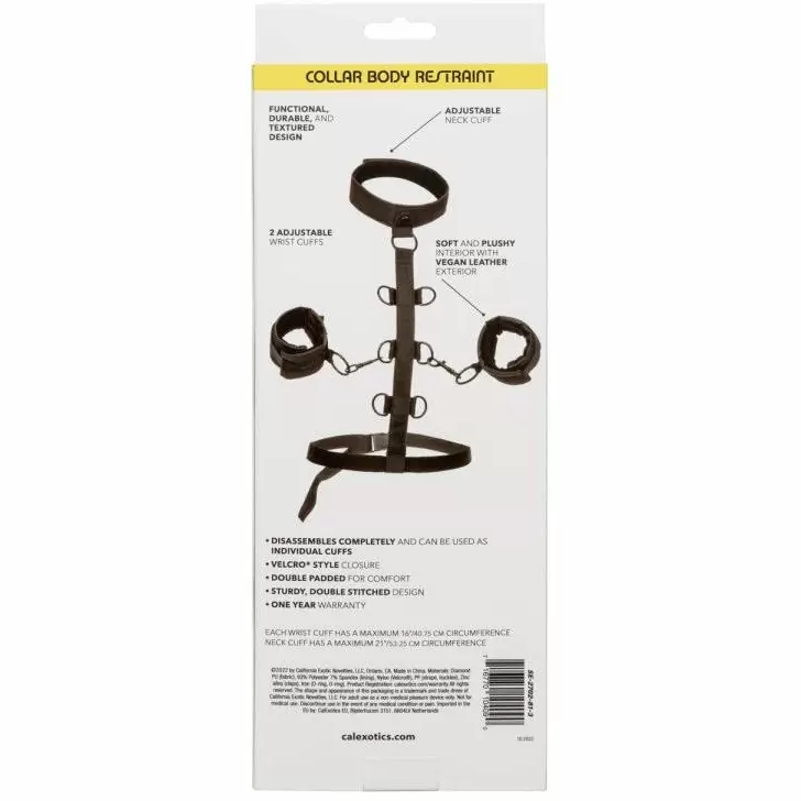 Бондаж нательный с ошейником и наручами «Collar Body Restraint»