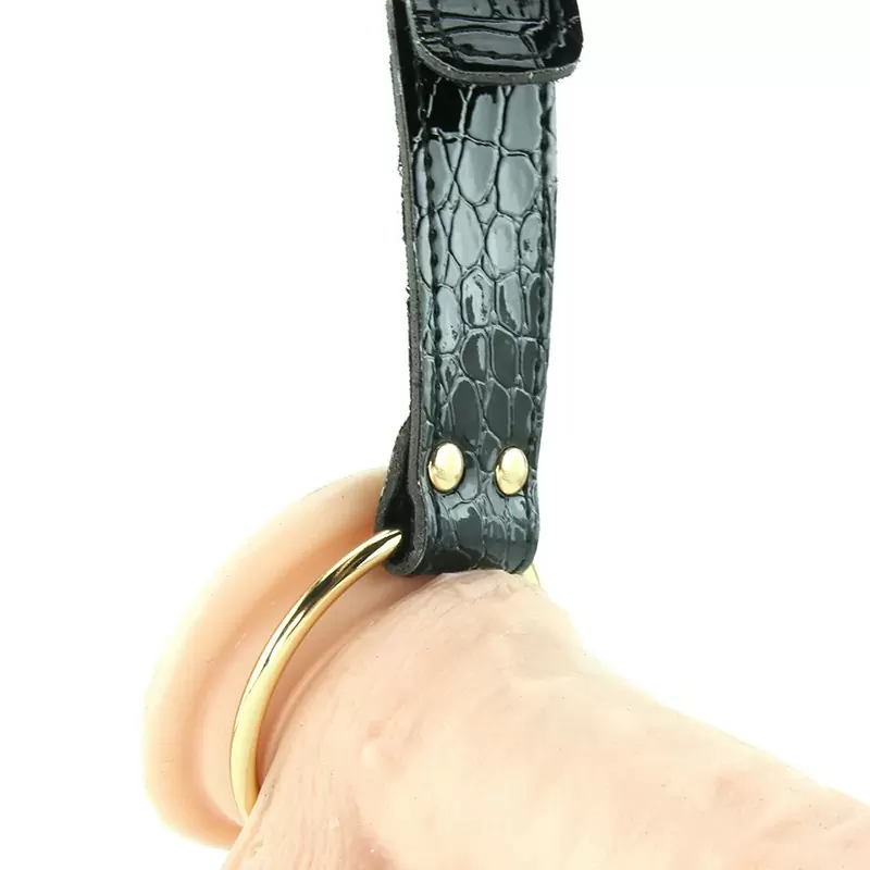 Кольцо на пенис Fetish Fantasy Gold с зажимами на соски, черное с золотом