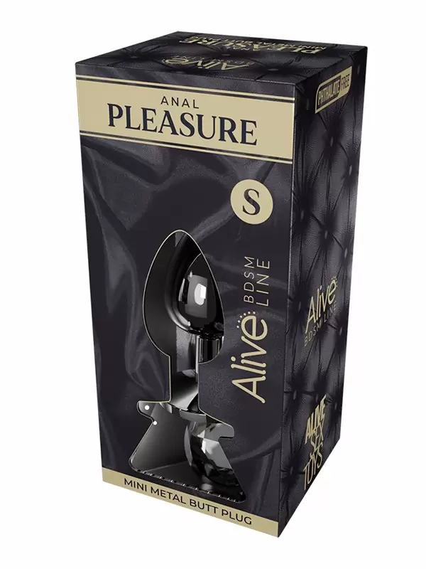 Элегантная анальная втулка Alive Mini Metal Butt, черный кристалл, 7 см, размер S