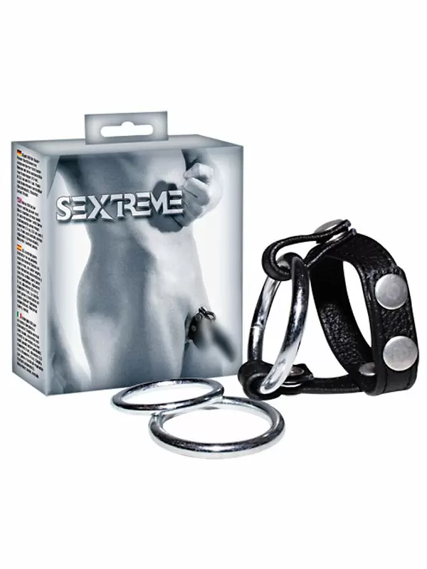 Подхват на мошонку Leder-Riemen, с 3мя съемными эрекционными кольцами, металл и кожа