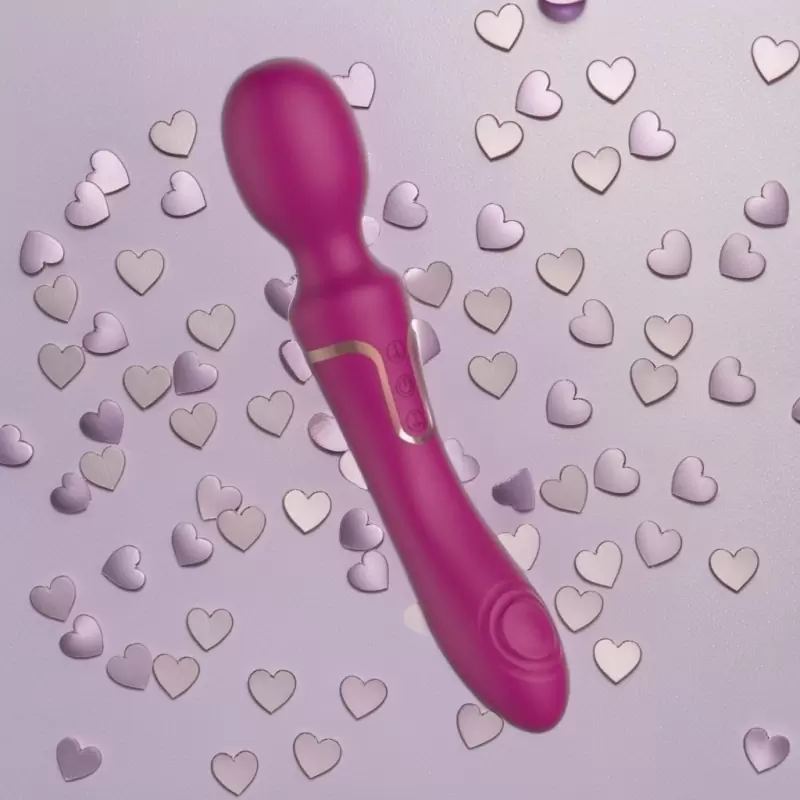 Двусторонний вибратор Anasteisha AN Pollen, 21 см, 20 режимов, с пульсацией, вишневый