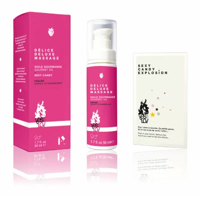 Съедобное массажное масло Delice Deluxe Massage Сrazy Strawberry - 50 мл