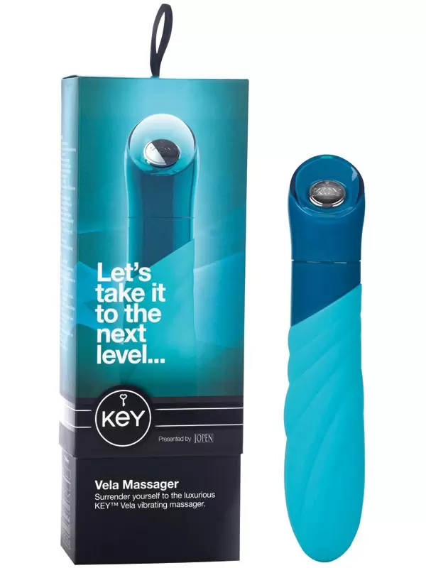 Дизайнерский вибратор Vela с элегантным рельефом - Blue