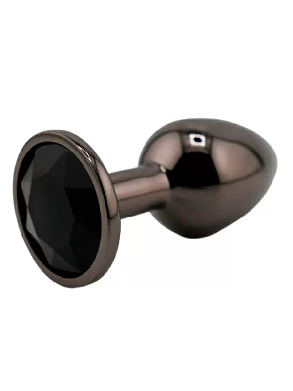 Черная алюминивая анальная пробка с кристаллом Small