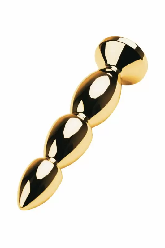 Металлическая анальная пробка TOYFA Metal с кристаллом цвета аметиста - золотистый с фиолетовым