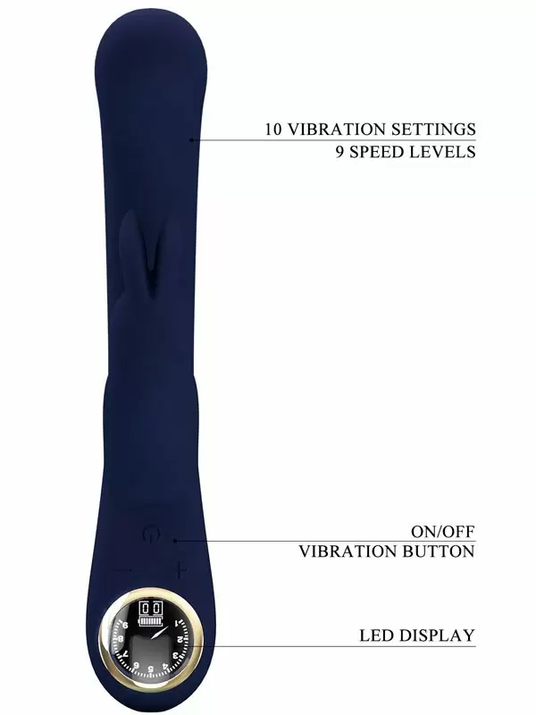 Инновационный Вибратор-кролик Baile Lamar, с LED-дисплеем, 22 см, 10 режимов